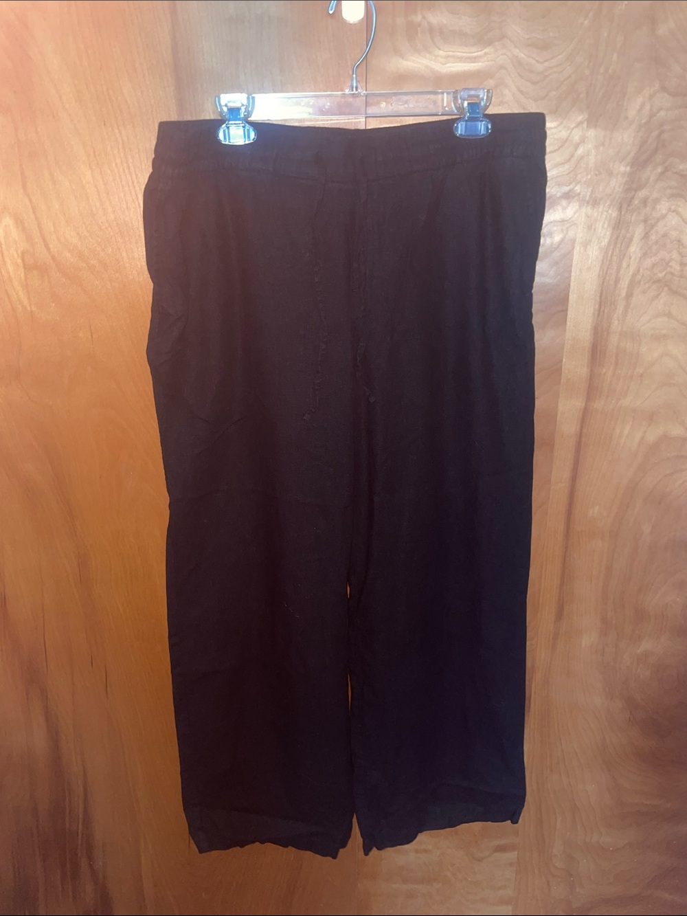 Old Navy High Rise Wide Leg Linen Blend Black Pants Women Large